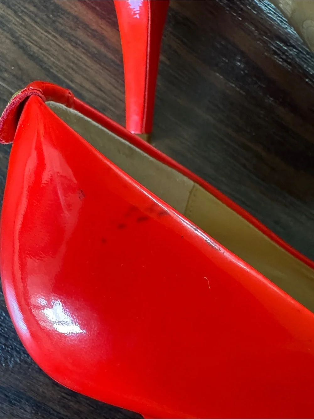 Michael Kors Orangy Red Patent Pointed-Toe Statement Heels